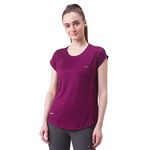 Berge' Ladies Polyester Dry Fit Western Slim Fit Shirts & Slim Fit T-Shirt For Women, Quick Drying & Breathable Fabric, Gym Wear Tees & Workout Tops (Wine Colour) M