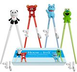 House of Stix kids chopsticks for kids children beginners and adults 4 pairs training chopsticks set with attachable learning chopstick helper right or left handed reusable fun helper