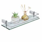 SAYAYO Tempered Glass Shelf Bathroom Shelf Wall Mounted 16 Inches, 8MM Extra-Thick Glass and SUS304 Stainless Steel Polished Chromed Frame, EGC1000-40-C