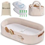 PeraBella Baby Changing Basket for Dresser Top, Baby Moses Basket for Newborn, Portable Diaper Changing Pad Table Topper for Dresser, Includes Diaper Caddy Organizer with Handle, Moses Bassinet Mat