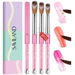 Saviland Acrylic Nail Brush Set - 3pcs Professional Acrylic Brush Set for Acrylic Powder Application,Acrylic Nail Art Brushes with Glitter Handle Size 6, Size 8, Size 12