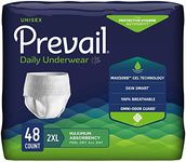 Prevail Daily Protective Underwear - Unisex Adult Incontinence Underwear - Disposable Adult Diaper for Men & Women - Maximum Absorbency - XX-Large - 12 Count (Pack of 4)