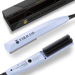 VIKICON Beard Straightener, 30s Quick Heat Beard Brush for Men, Mini Hair Straightening Combs w/Negative Ions, Portable/Fast/Anti-Scalding Hot Styling Tool for Long Medium&Short Beard, Gift for Men