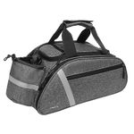 MOSISO Bike Rack Bag, Waterproof Bicycle Trunk Pannier Rear Seat Bag Cycling Bike Carrier Reflective Backseat Cargo Storage Luggage Saddle Shoulder Bag with Water Bottle Holder & Handle, Slate Gray