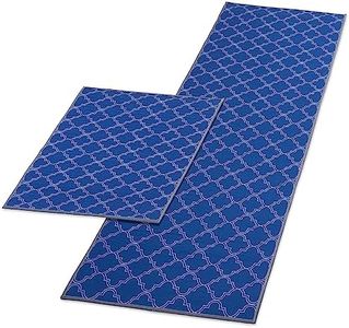 2 Pack Navy Blue Kitchen Mats, Slip-Resistant Runner and Mat for Dining Room Floor, Sink, Laundry, Office (47.5 x 17 and 23.5 x 17 in)