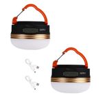 Rofawee 2 Pack LED Camping Lantern,USB Rechargeable Camping Light,1800mAh Power Bank 3 Lighting Modes with Hook,Waterproof Outdoor Mini Camping Tent Lantern for Hiking,Fishing,Traveling