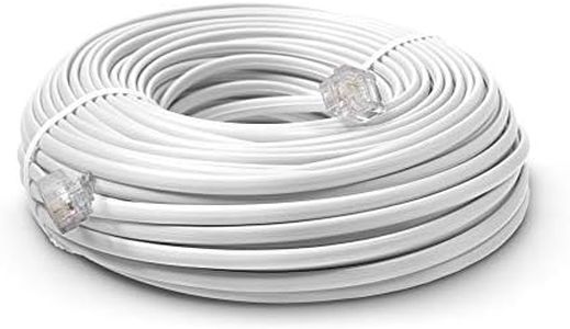THE CIMPLE CO Phone Line Cord 50 Feet - Modular Telephone Extension Cord 50 Feet - 2 Conductor (2 pin, 1 line) Cable - Works Great with FAX, AIO, and Other Machines - White