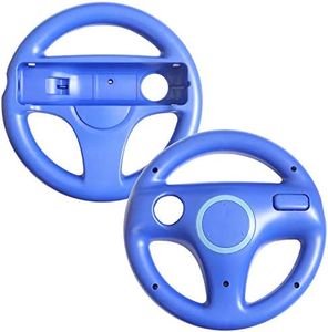 TheMax ( 2 Pack ) Wheel Steering wii Controller Design Stand Mario Kart Racing Game Steering Wheel Stand For Wii Game Controller (Dark Blue x2)