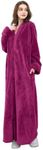 Artfasion Womens Fleece Robe Plush Long Zip Front Bathrobe with Pockets Warm Soft Zippered Bathrobes for Spa Female Friends Lover Home Leisure Holiday Gifts (Rose 2XL/3XL)