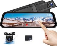 CAMECHO 2.5K Mirror Dash Cam Front and Rear Dual Car Cameras, 9.66" Full Touch Screen with Loop Recording, Rear View Mirror Camera, HD Reverse Camera for Car, Night Vision, 64GB TF Card, DVR Dashcam