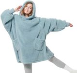 Bedsure Wearable Blanket Hoodie Gifts for Women - Cozy Sherpa Hoodie Blanket for Adult Men, Warm Hooded Sweatshirt, Light Green