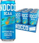 NOCCO BCAA Drink - No Carbs Company Protein Drinks 180 mg Caffeine, Caribbean, 12 X 330ml