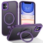 DUEDUE Magnetic Case Compatible with iPhone 11 Phone Case,iPhone 11 Case MagSafe with Ring Holder Stand Drop Shockproof Translucent Matte Bumper Cover Cases for iPhone 11 6.1 inch,Dark Purple