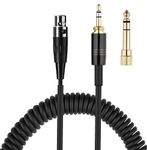 Xivip Upgrade K702 Coiled Audio Cable Replacement HiFi Aux Cord Compatible with AKG K240, K240S, K240MK II, Q701, K702, K141, K171, K181, K271s, K271 MKII, M220 Headphones, with 6.35mm (1/4") Adapter