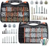 1500-Piece Screw Assortment Kit with a Double-Sided Storage Box, Adjustable Partitions, Including Chipboard Screws, Drywall Screws, Countersunk Head, Hex Head, Buttons, Pan Head, Phillips and Flat, Drill Bits as Free Gifts (1500PCS Screw Kit)