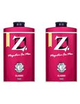 Z Men's Classic Talc, 250g X 2, Perfumed Talcum Powder for Men, Woody and Musky Fragrance, Face & Body Talc, Refreshing & Soothing Talc with Fine Texture, Absorbs Moisture & Prevents Odour (Pack of 2)