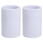 4 Inch Wrist Sweatband - Sport Wristbands Elastic Athletic Wrist Bands Thick Cotton Armbands for Gymnastics, Basketball, Tennis, Football(1 Pair) (White)