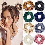 LIHELEI 8PCS Women Hair Scrunchies, Silk Satin Ponytail Holder, Solid Color Elastic Hair Bands Scrunchy Hair Ties Ropes for Women Girls Ladies