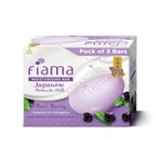 Fiama Skin Barrier Strengthening Moisturizing Soap Bar 125gx3, Acai Berry & Japanese Hokkaido Milk Celebration Pack of 3, Non-Sticky Soft Skin, 1/3rd Moisturizers, For Men & Women