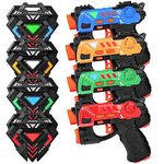 KIZJORYA Laser Tag Guns Set of 4, Laser Tag for Boys Age 8-12 with 4 Infrared Vests & 4 Laser Guns, Multi Players Sports & Outdoor Play Toys, Outside Activity Backyard Games