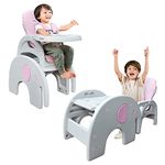 MonBébé 5-in-1 High Chairs for Baby, Multifunctional Infant Feeding Chair, Baby Booster Seat & Table for Toddler with Backrest & Plate Adjustment(Pink)