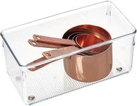 InterDesign Linus Deep Kitchen Drawer Organizer for Silverware, Spatulas, Gadgets - 4" x 8" x 3", Clear