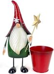 HONGLAND Christmas Decorations Outdoor Metal Gnome Yard Art Garden Gnomes Statue 13 Inch Santa Figurine for Holiday Christmas Lawn Patio Yard Garden Decor