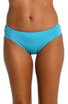 La Blanca Women's Island Goddess Side Shirred Hipster Swimsuit Bottom Bikini, Azul, 10