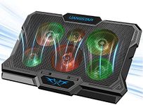 Laptop Cooling Pad, Laptop Cooler with 6 Quiet Fans RGB 7 Color Light for 15.6-17 Inch Laptop Cooling Fan Stand, Portable Slim USB Powered Gaming Laptop Cooling Pad, Switch Control Fan Speed(Black)