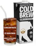 Wandering Bear Organic Unsweetened Extra Strong Cold Brew in a Box Coffee, Shelf-Stable, 21 Servings, Ideal for Wandering Black Concentrate