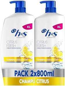 H&S Citrus Fresh Champú Anticaspa Para Pelo Graso 2X800ml, Con Dispensador. Hasta 100% De Protección Anticaspa, Clínicamente Probado. Para Uso Diario