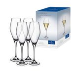 Villeroy & Boch – La Divina Champagne Glass Set 4 Pieces 260 ml, Dishwasher Safe, Prosecco Glasses, Flute Glass, Crystal Glass