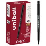 uni-ball ONYX Rollerball, Stick Roller Ball Pen Fine-0.7mm, 12 Pack, Black Ink (60143)
