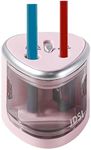 Two-Hole Electric Pencil Sharpener, Steel Blade, Battery-Powered Pencil Sharpener for Size 2 and 6-12mm Pencils, Suitable for Home Office, School, Classroom (Pink)