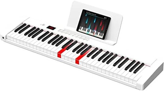 TERENCE Pianoforte Digitale 61 Tasti semi-pesati con Batteria da 1750mAh e interfaccia MIDI e supporto per spartiti Bluetooth Borsa adesiva Cavo audio Auricolari Bianca