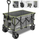 Join Nature Camping Trolley 200L Folding Beach Trolley Cart with Extra Wide Wheels and Brake Load up 150KG, Collapsible All-Terrain Festival Trolley Wagon for Outdoor Garden with Adjustable Handle