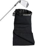 Club Scrub Towel Pro, Golf Club and Ball Cleaning Pouch with Attached Towel, Waterproof Exterior, Waffle-Weave Microfiber (Black)