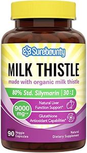 Surebounty Organic Milk Thistle, 9000 mg Equivalent, 30X Concentrated Seed Extract with 80% Silymarin, Liver Cleanse Detox for Men + Women, Glutathione Antioxidant Support, Once Daily, 90 Veggie Caps