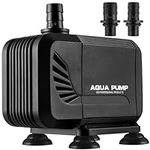 Aquarium Pond Pump 1500 L/H, Submersible Water Pump for Pond Fountain Aquarium Rock Garden, Ultra Quiet Water Feature Pump with Filter and 2 Nozzles 13 mm / 16 mm, Max Delivery Head 1.6 m (15 W)