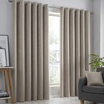 Fusion - Natural Curtains W66 x L72" (168 x 183cm) - 2x Panels - Eyelet Curtains in Natural Linen - Thermal Curtains for Bedroom/Living Room - Curtains & Drapes - Door Curtains - Strata Collection