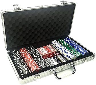 EUROXANTY Valigetta da Poker 300 Pezzi | Gioco da Poker 2 Mazzi e Dadi | Valigetta in Alluminio Rinforzato | Casino Chip senza numerazione | Set professionale