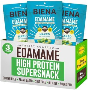 Biena Crispy Roasted Edamame Beans Snack – Naked – No Salt Low Sodium High Protein Snack for Adults & Kids, 14g Protein per Serving – Sugar/Oil/Salt Free – Vegan, Low Carb, Gluten-Free – 3-Pack 4.75oz