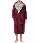 David Archy Men's Hooded Fleece Plush Soft Shu Velveteen Robe Full Length Long Bathrobe (L, Maroon)