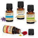 Pure Source India Aroma Essential Oil Combo Pack of 4 Fragrances, Lemon Grass, Lavender, Jasmine, Rose, 10 ML Each