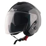 Vega VO 04 Punch Dual Visor Open Face Riding Helmet with Shock-Absorbing Liner, Comfortable Interior, Lightweight Shell, Aerodynamic Design, Ventilated Fit, and Modern Black Styling Black M