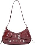 GORGLITTER Women's Buckle Shoulder Bag Y2k Leather Handbags Purse Purse PU Leather Clutch Handbag Red One-Size