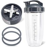 5 Pieces Blender Replacement Parts Extractor Blade and 32oz Cup for NutriBullet 600w & 900w Series, Including 1 Flip-Top to-Go Lid and 2 Rubber Gaskets