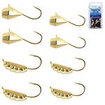 Goture 8Pcs Tungsten Ice Fishing Jigs Set with Not Easy-to-Peel Paint, Higher Sensitive Tungsten Ice Fishing Lures for Walleye Panfish Crappie Sunfish Perch Pike Jig Head Hook Set, Gold