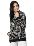 RodZen Oversized | Loose Fit |Full Sleeves Cotton Loopnet Hooded Neck T-Shirt for Womens/Girls (Black, L)