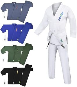 POZTEV Brazilian Jiu Jitsu Gi for Men & Women BJJ Gi Grappling Kimonos Preshrunk Lightweight Fabric Martial Arts Training Uniform With Free White Belt (White,A2)